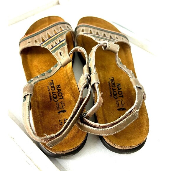 New Naot Khaki Gray Odelia Strappy Sandal Women US 11 Leather Slip On Shoes - Picture 8 of 11